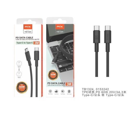 CABLE TYPE-C TO TYPE-C 60W 3A