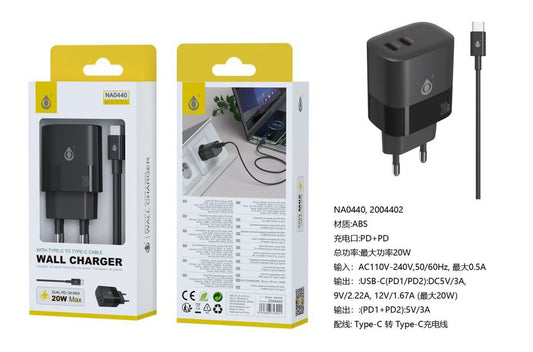 CARGADOR CON CABLE TYPE-C 20W